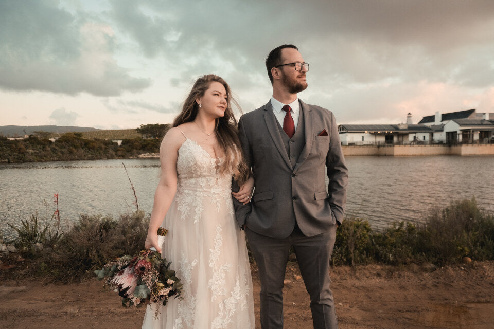 Bride and groom celebrating their wedding day at Benguela Cove Wine Estate