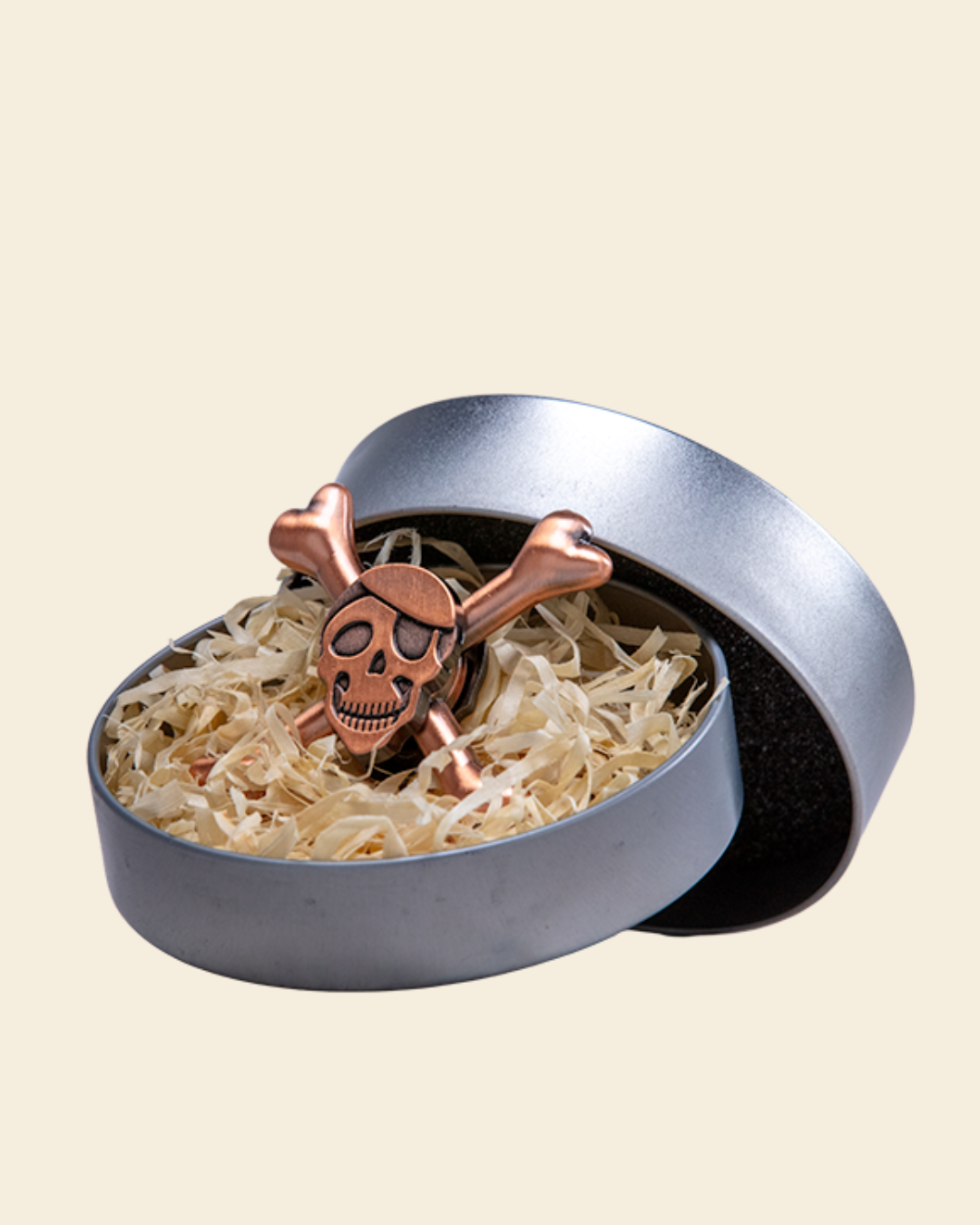Benguela Cove Pirate Skull & Crossbones Fidget Spinner — Copper-Tone in Gift Tin