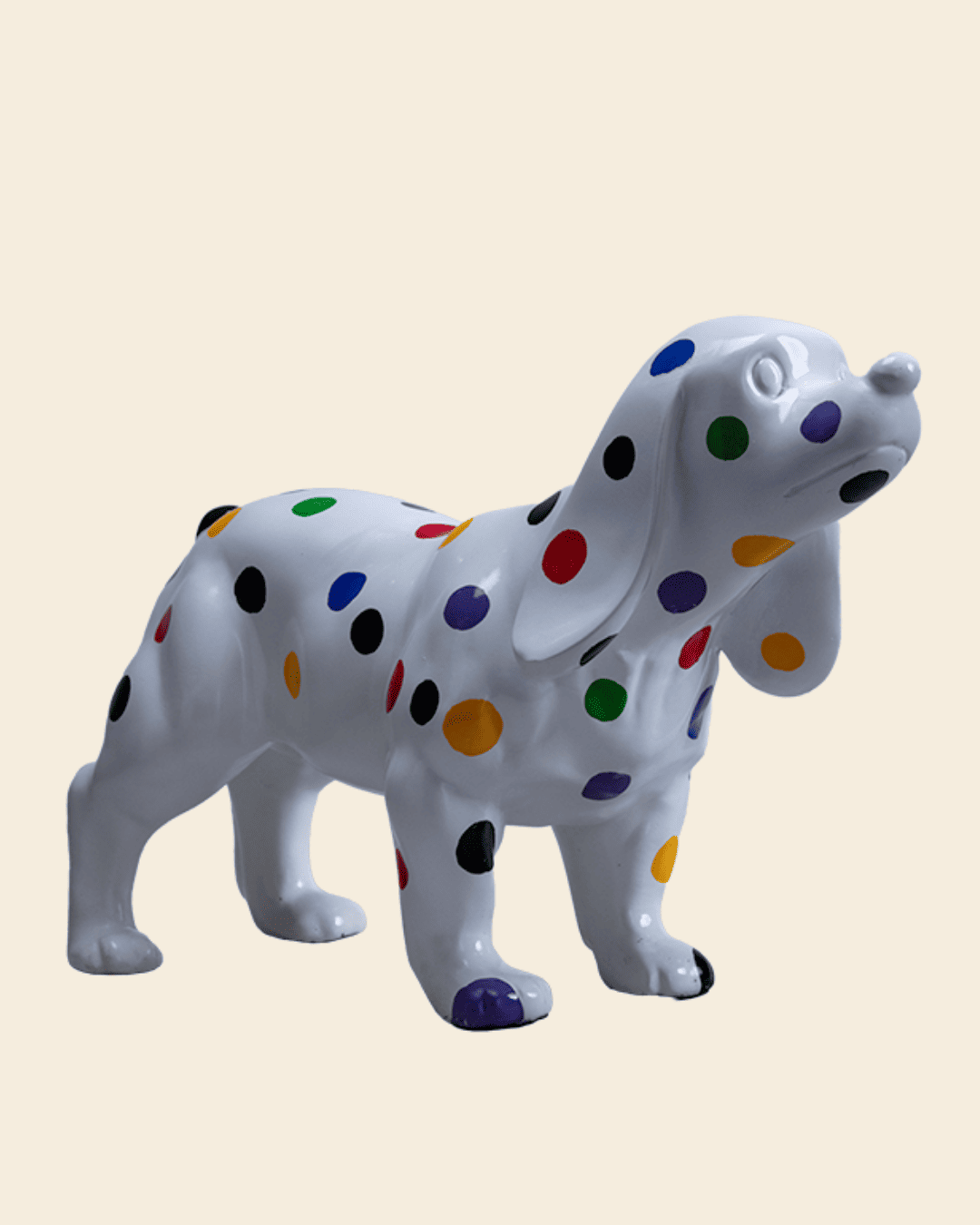 Polka Dot Dog Standing Sculpture — Pop Art Bulldog Figurine