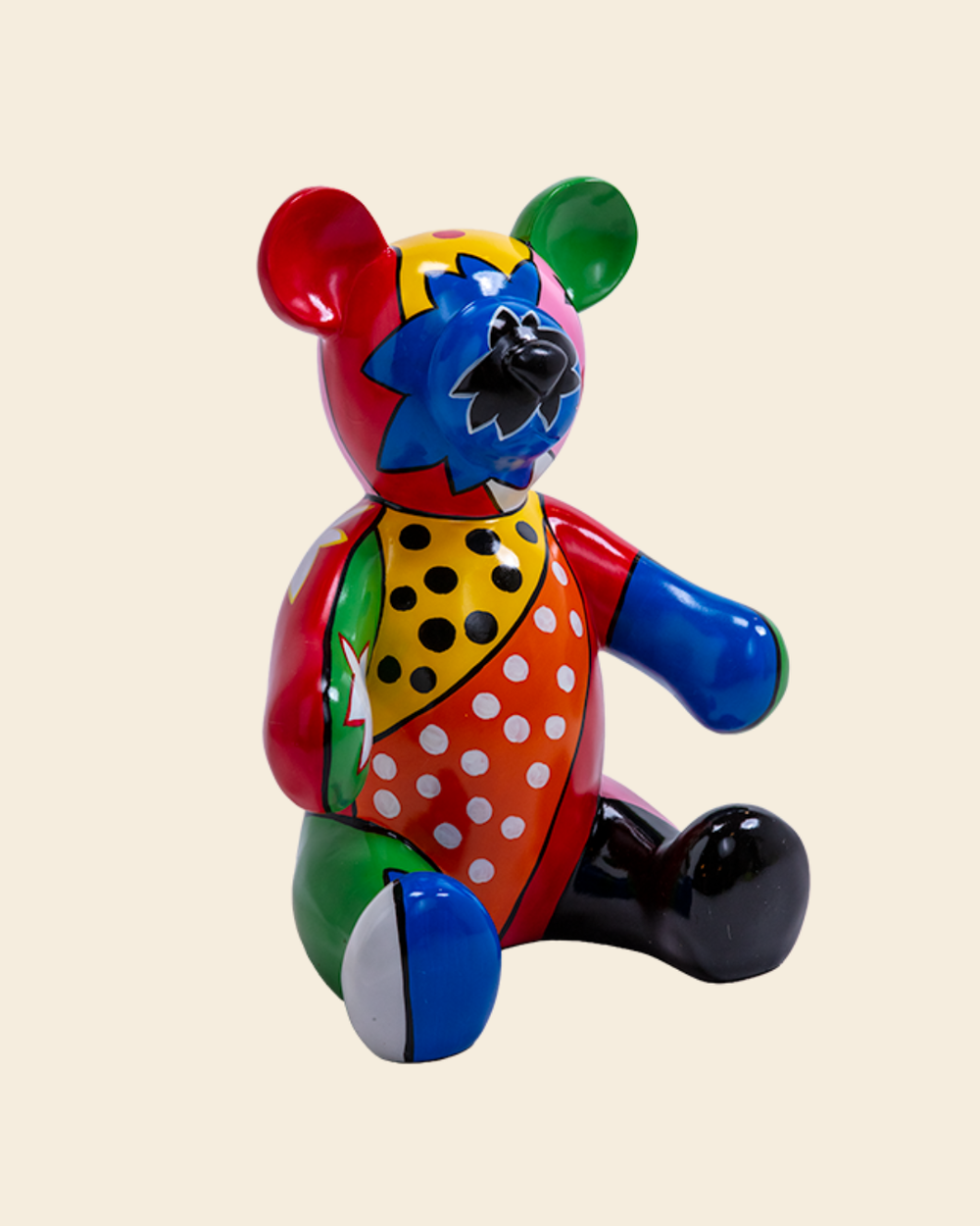 Pop Art Teddy Bear Sculpture - Multicolour Gloss