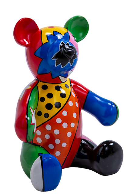 Pop Art Teddy Bear Sculpture - Multicolour Gloss